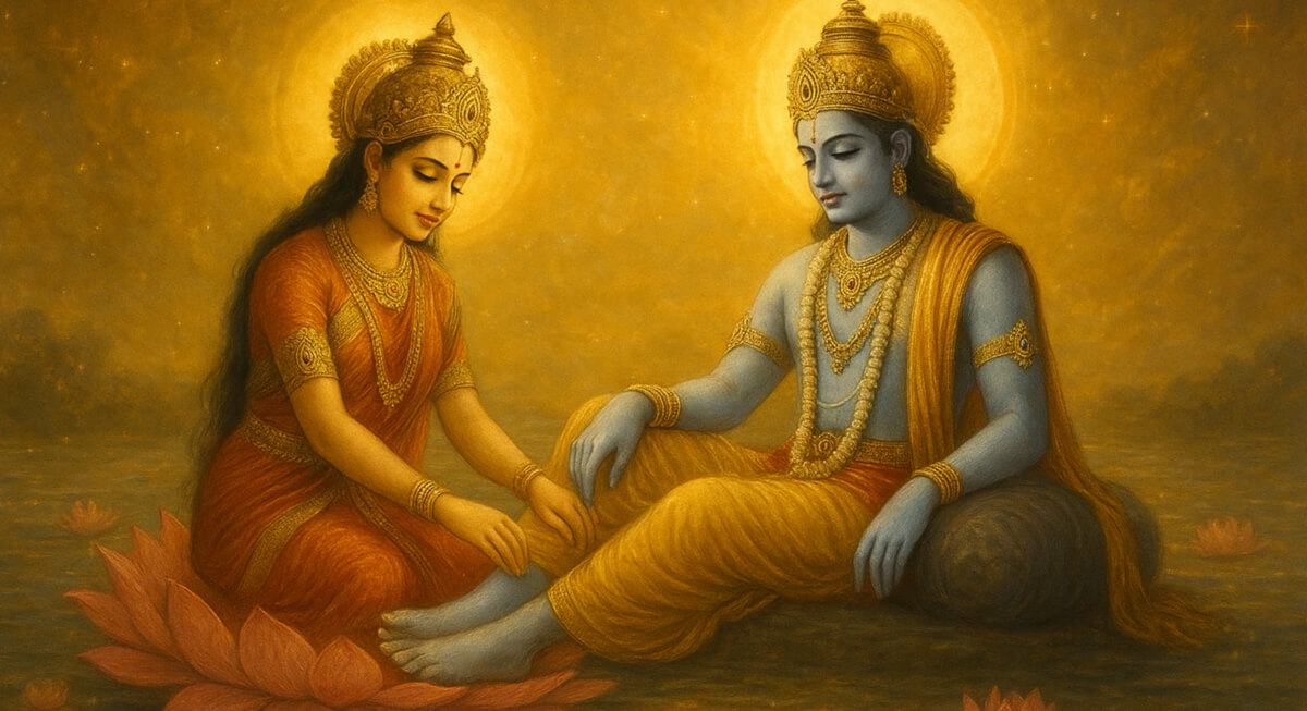 mata lakshmi vishnu ji ke pair kyu dabati hain